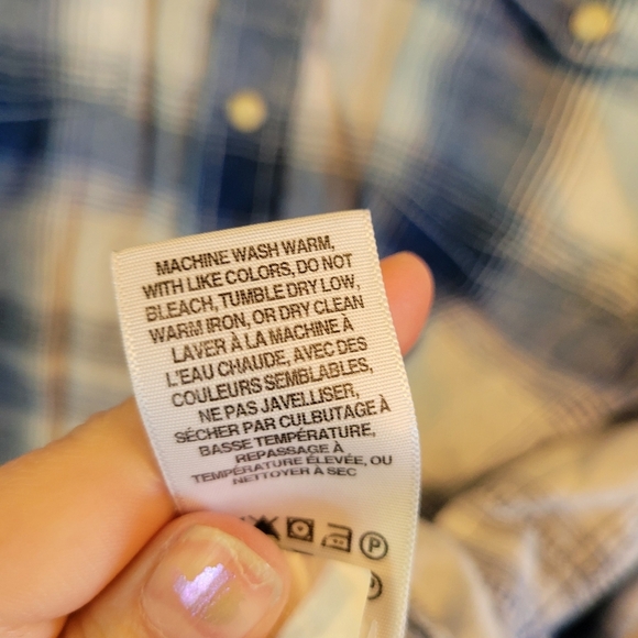 Lucky Brand Blue White Plaid Western Style Long Sleeve Pearl Snap Shirt - Picture 8 of 9